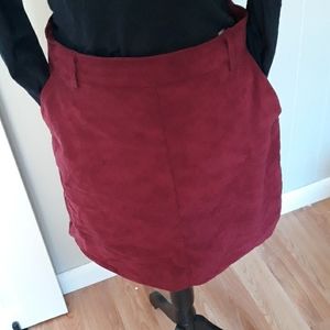 Maroon suede skirt